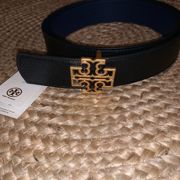 Tory Burch Accessories - Tory Burch| Reversible Britten Logo Belt | Black and Navy | NEW WITH TAGS/BAG